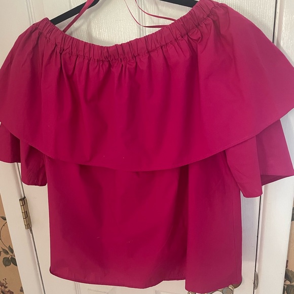 Ann Taylor Fuchsia Off-Shoulder Blouse - Picture 2 of 9